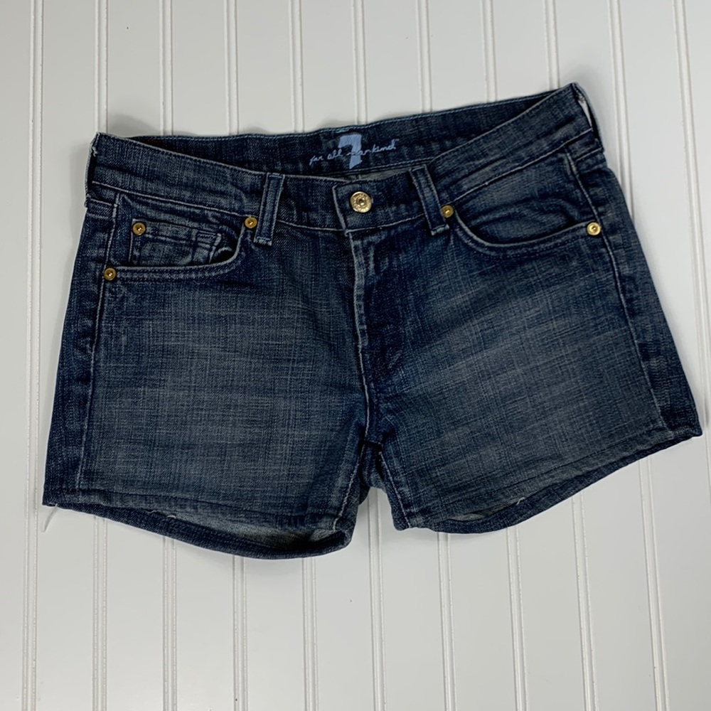 7 For All Mankind Dark Wash Denim Shorts